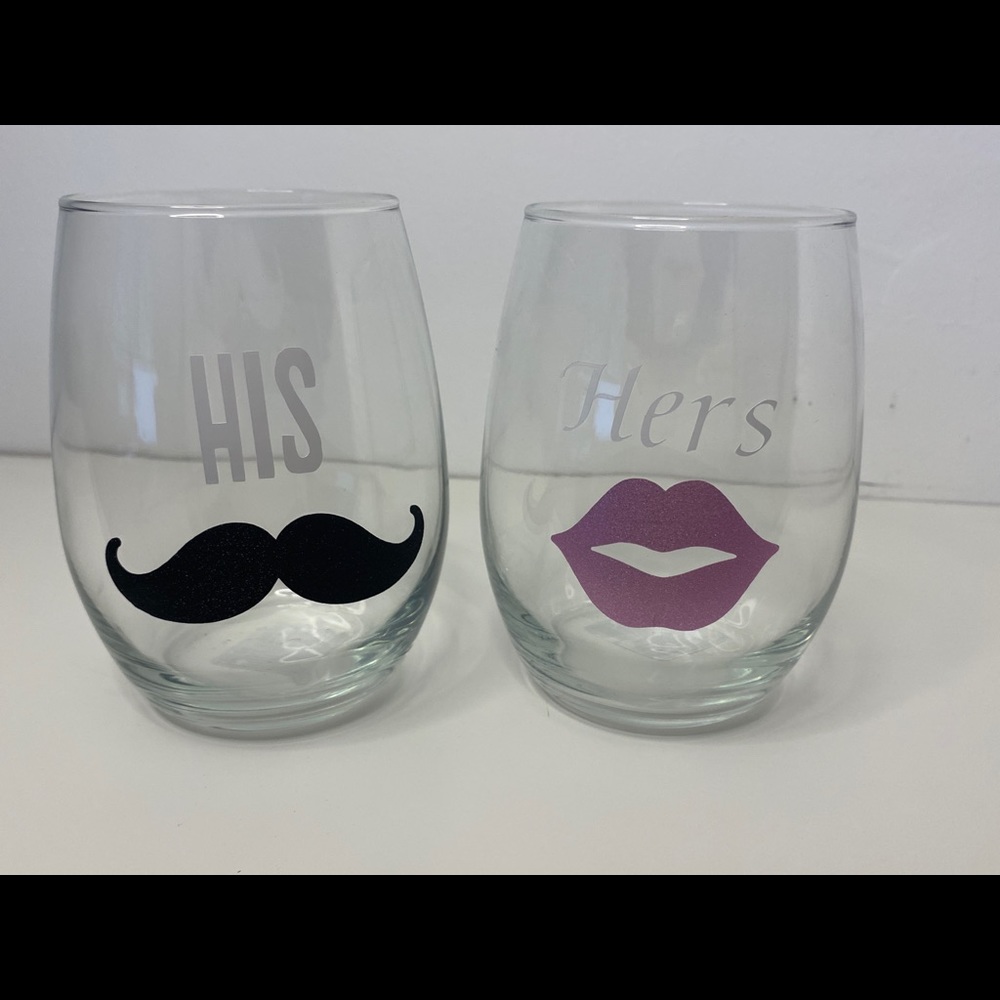 20.5 Oz His and Her Stemless Wine Glasses